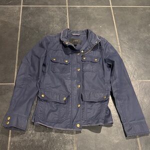 J. Crew Navy Utility Jacket with Gold Buttons